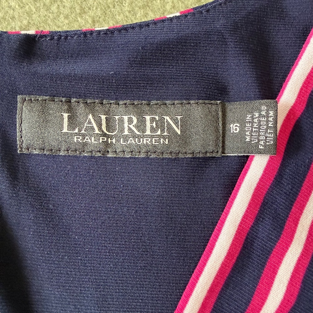 Lauren Ralph Lauren Women’s Multicolored Stripe Flare Short Sleeve Dress Size 16 - Picture 12 of 13
